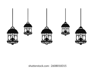 Silhouette lantern with candle ramadan decoration.Vector illustration