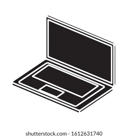 silhouette of laptop computer device isolated icon vector illustration design