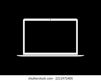 Silhouette of the Laptop for Sign, Icon, Symbol, Apps, Website, Pictogram, Logo, Art Illustration or Graphic Design Element. Vector Illustration