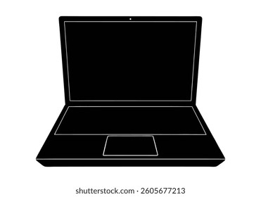 a silhouette laptop in white background