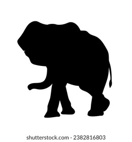 Silhouette of a large animal of the African savanna elephants. Vector graphics.