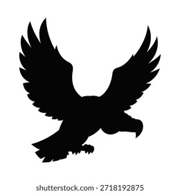 Silhouette of a large bird in flight, likely an eagle, with wings spread wide. 