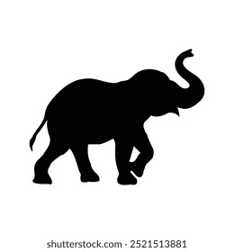 Silhouette of a large black elephant, Black elephant isolated on white background, Elephant vector