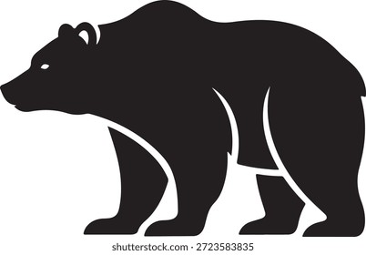 Silueta de un Grande oso marrón caminando sobre un fondo blanco Palabras claves oso, oso marrón,... fauna.eps