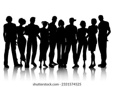 Silhouette of a large crowd of people 