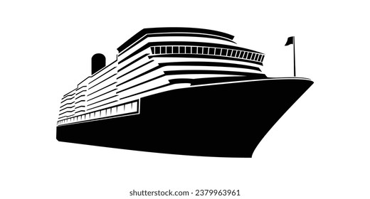 
silhouette of a large cruise ship isolated on a white background