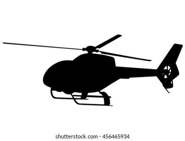 Silhouette of a large helicopter on a white background