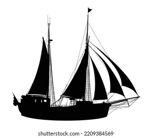 The Silhouette Of A Large Sailing Ship.
