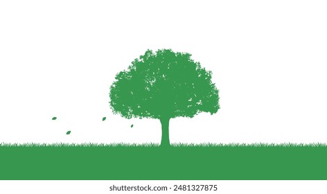 Silueta de un Grande árbol en un prado