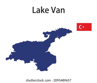 silhouette of a large world lake, the Van, with the flags of the countries in which it is located vector illustration