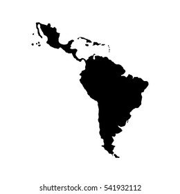 silhouette of latin america map icon over white background. vector illustration