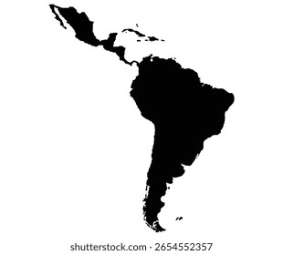 Silhueta do mapa da América Latina. América. América do Sul. Ilustração vetorial.