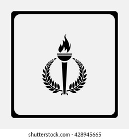 Silhouette of laurel and torch.