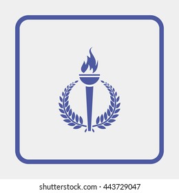 Silhouette of laurel and torch.