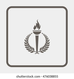 Silhouette of laurel and torch.