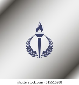 Silhouette of laurel and torch.