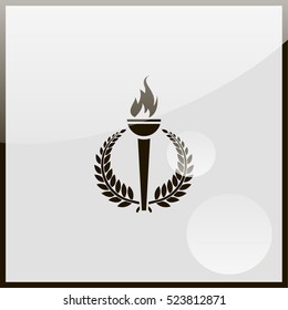 Silhouette of laurel and torch.