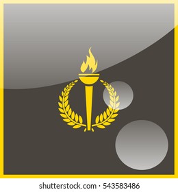 Silhouette of laurel and torch.