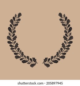 Silhouette of laurel wreath, oak leaf, vector illustration