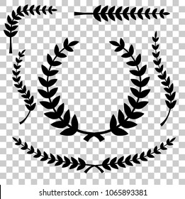 silhouette of laurel wreath vector icon, at transparent effect background
