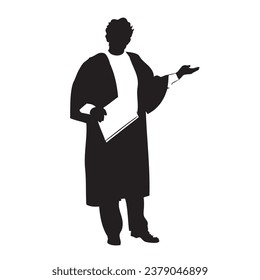 Silhouette of a lawyer in a robe with a document