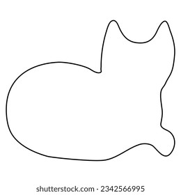 Silhouette of laying domestic cat, vector outline for coloring book