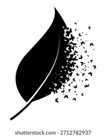 Silueta de una hoja con mariposas, Ilustración vectorial � ņ
