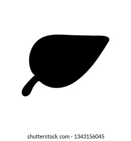 Silhouette leaf doodle icon. Hand drawn black sketch. Sign symbol. Decoration element. White background. Isolated. Flat design. Vector cartoon illustration.