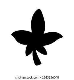 Silhouette leaf doodle icon. Hand drawn black sketch. Sign symbol. Decoration element. White background. Isolated. Flat design. Vector cartoon illustration.
