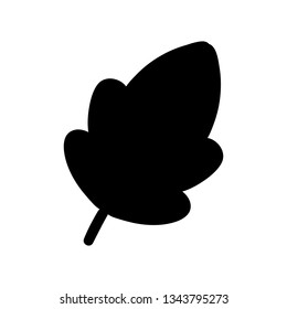 Silhouette leaf doodle icon. Hand drawn black sketch. Sign symbol. Decoration element. White background. Isolated. Flat design. Vector cartoon illustration.