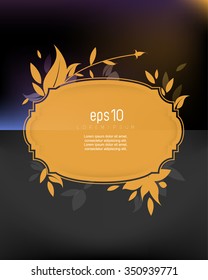 silhouette leaf foliage elegant frame on dark background
