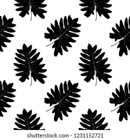 Silhouette of leaf Trees on White Background. Seamless pattern. Vector Illustration. EPS10
