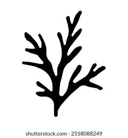 Silhouette of a leafless dry tree in black illustration.






