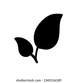 Silhouette leafs doodle icon. Hand drawn black sketch. Sign symbol. Decoration element. White background. Isolated. Flat design. Vector cartoon illustration.
