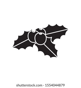 silhouette of leafs with seeds decoration christmas vector illustration design