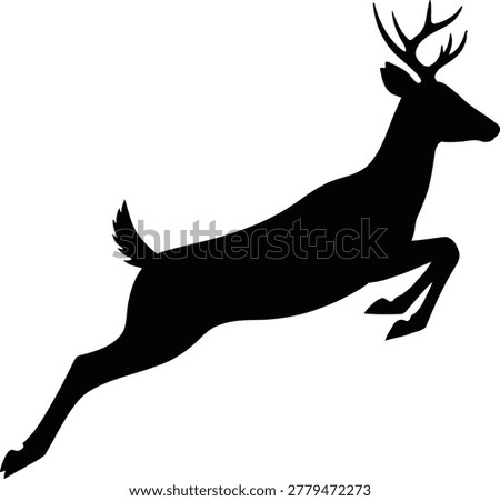 Silhouette of a Leaping Deer Against a White Background - Nature and Wildlife Illustration