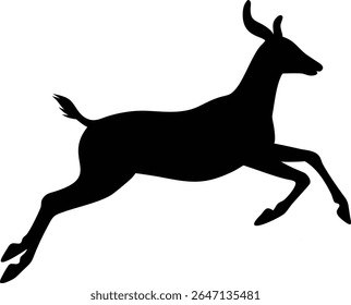 Silhueta de um veado saltitante representando o movimento gracioso e a liberdade contra fundo branco