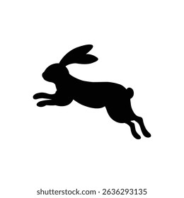 Silhouette of a leaping rabbit in black, symbolizing speed, agility, and nature. Perfect for wildlife, eco-friendly, or spring-themed concepts and designs.