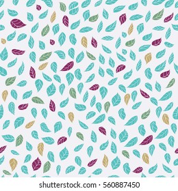 silhouette leaves seamless pattern