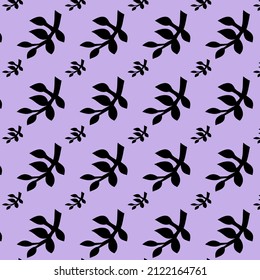 Silhouette of leaves seamless pattern. Retro and tropical background and cover.