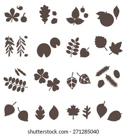 silhouette leaves vector set 