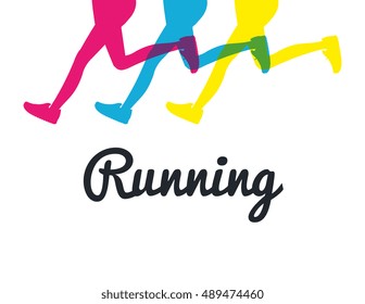 silhouette legs running colored graphic