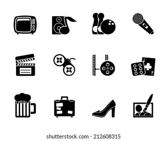 Silhouette Leisure activity and objects icons - vector icon set