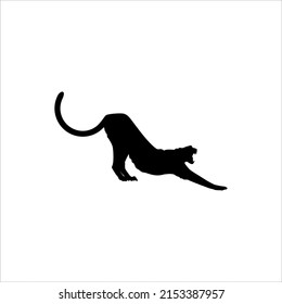 Silhouette of Leopard, Cheetah, Panther, Jaguar (Big Cat Family) for Logo or Graphic Design Element. Vector Illustration