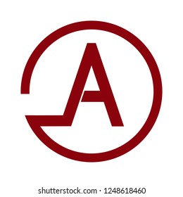 Silhouette of the letter A inside a circle. Logo