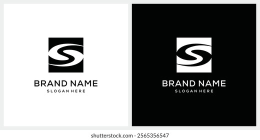 Silhouette of letter S square logo graphic icon concept