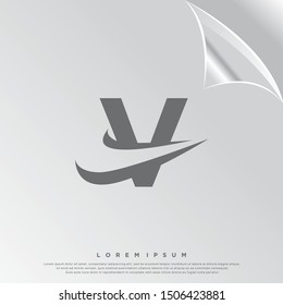 silhouette letter V logo. simple design. vector icon illustration