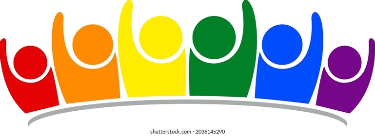 The silhouette of LGBT people is isolated. Vector stock illustration. The concept of homosexuals, the gay community, a tolerant LGBTQ society. The colors of the rainbow.