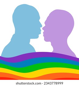 Silhouette of LGBTQ people isolated. Silhouette vector stock illustration. Concept of homosexual, gay community, tolerant LGBTQ society. Lesbians and gays as representatives of LGBT people