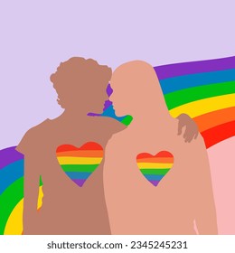 Silhouette of LGBTQ people isolated. Silhouette vector stock illustration. Concept of homosexual, gay community, tolerant LGBTQ society. Lesbians and gays as representatives of LGBT people